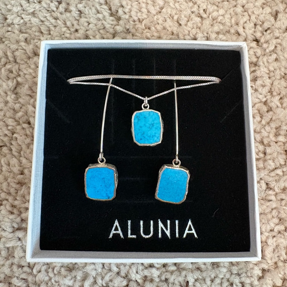 Sterling silver turquoise Necklace and Earrings Set